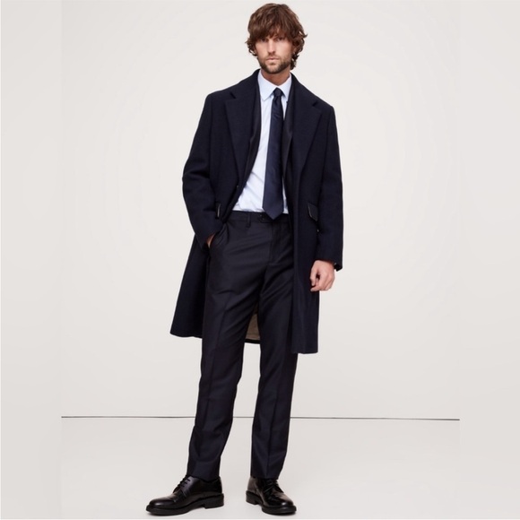 NWT! Banana Republic Navy Blue Signature Italian Hopsack Suit Pant - 36R 🩷